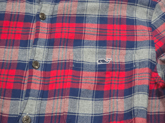Camisa Vineyard Vines Chico S Classic Fit Cuadro Rojo Y Gris