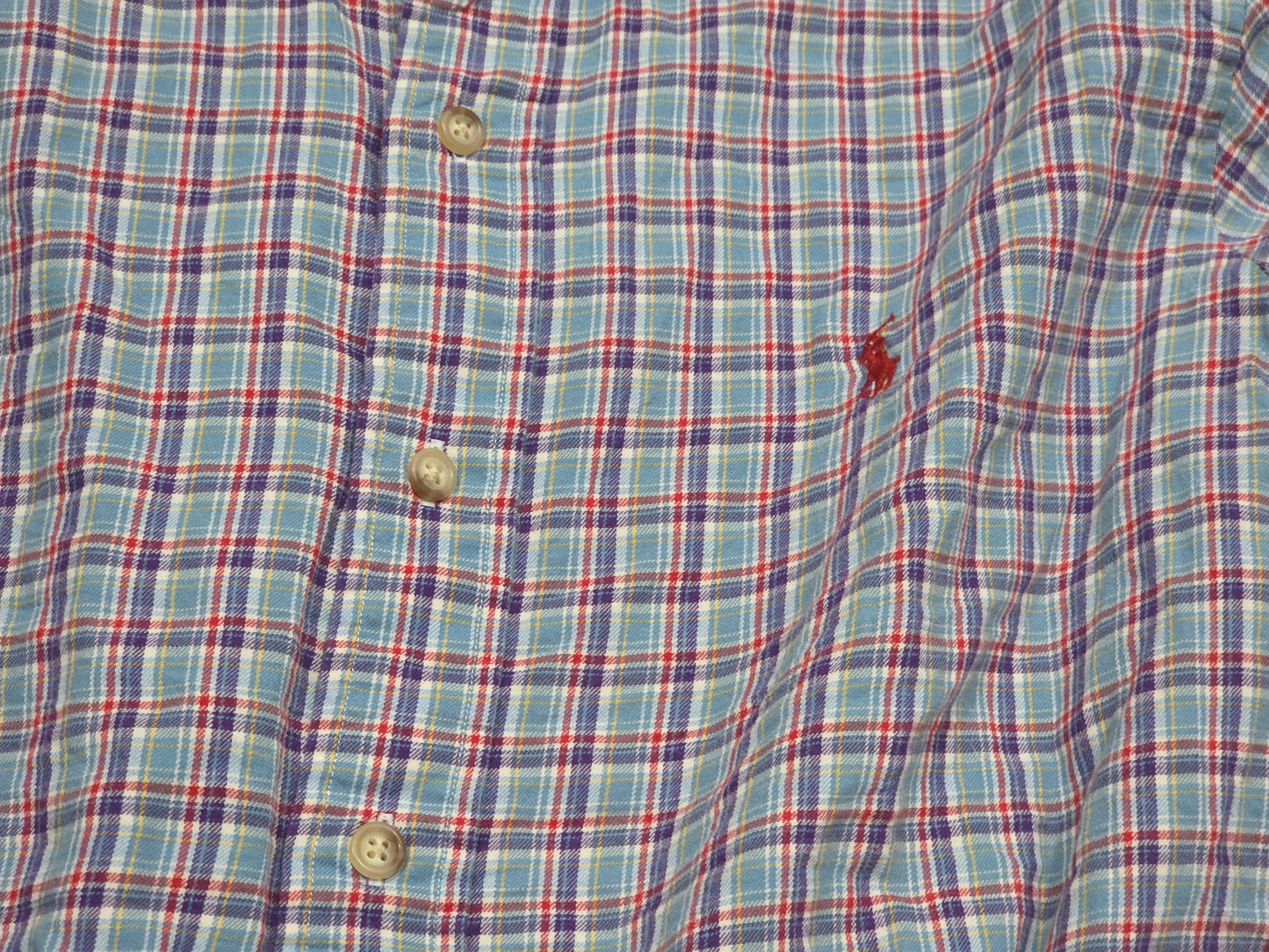 Camisa Ralph Lauren Chico S Classic Fit Cuadro Azul Y Morado