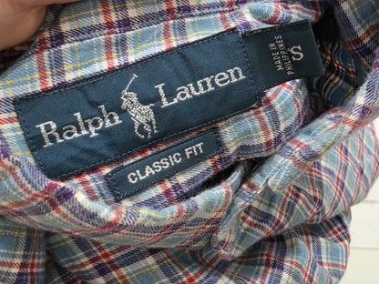 Camisa Ralph Lauren Chico S Classic Fit Cuadro Azul Y Morado