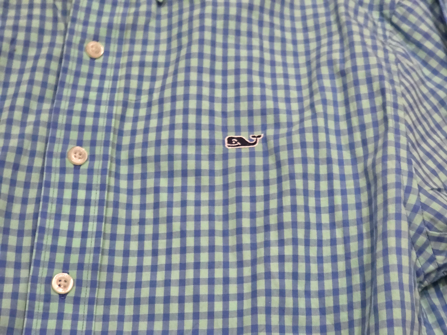 Camisa Vineyard Vines Chico S Whale Shirt Cuadro Azul Verde