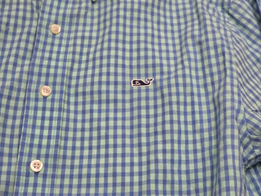 Camisa Vineyard Vines Chico S Whale Shirt Cuadro Azul Verde