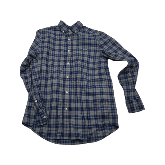 Camisa Vineyard Vines Chico S Classic Fit Cuadro Azul Y Gris