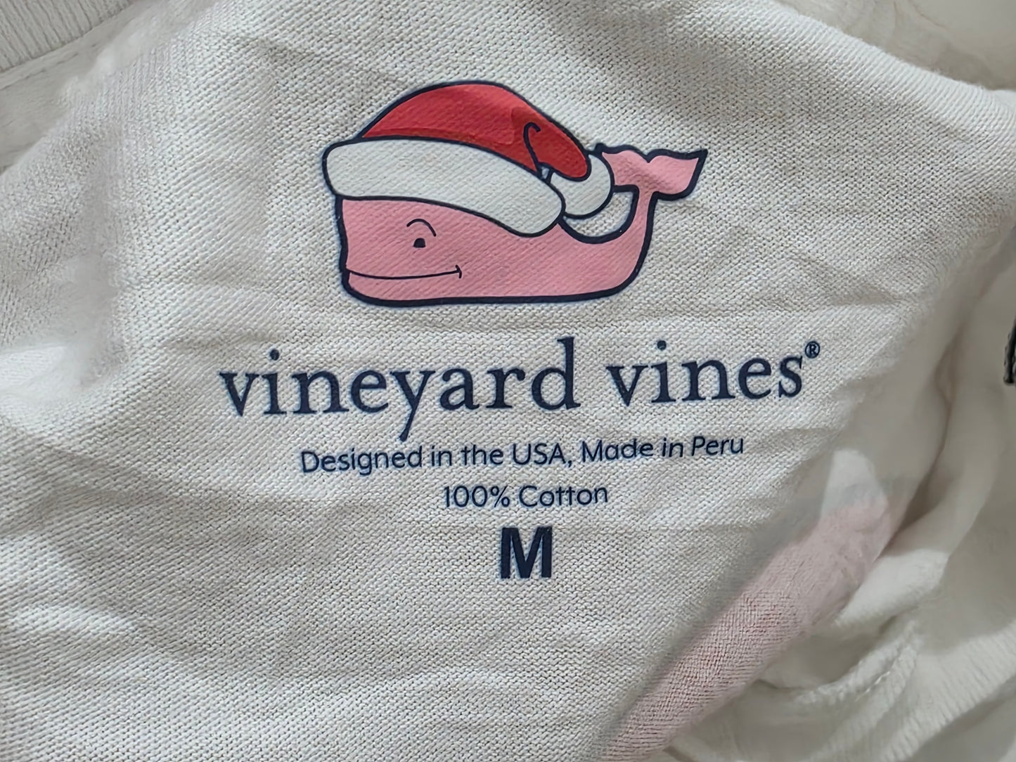 Playera Manga Larga Vineyard Vines Mediana M Blanca Navidad