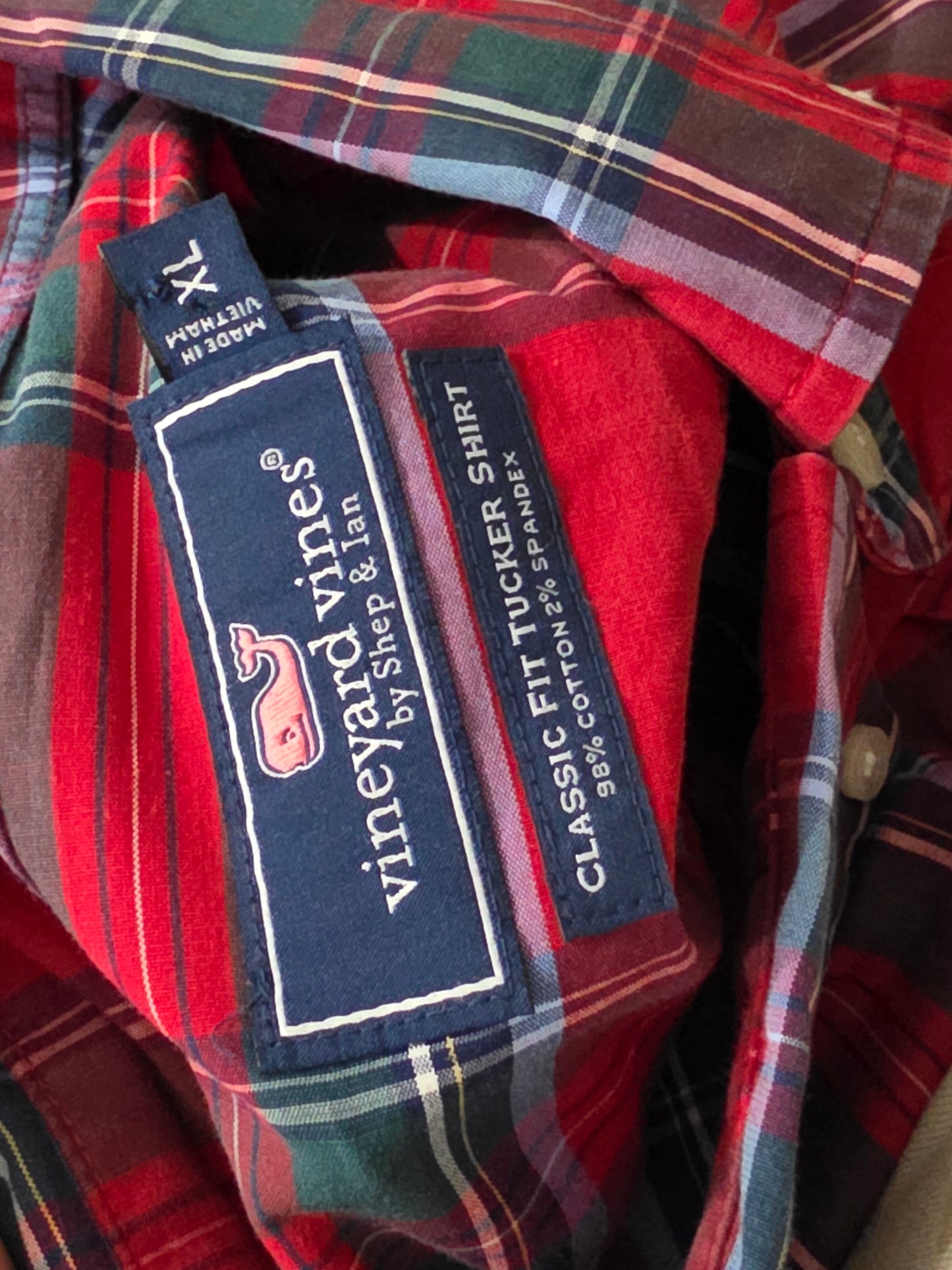 Camisa Vineyard Vines Xgrande Xl Classic Fit Rojo Cuadro