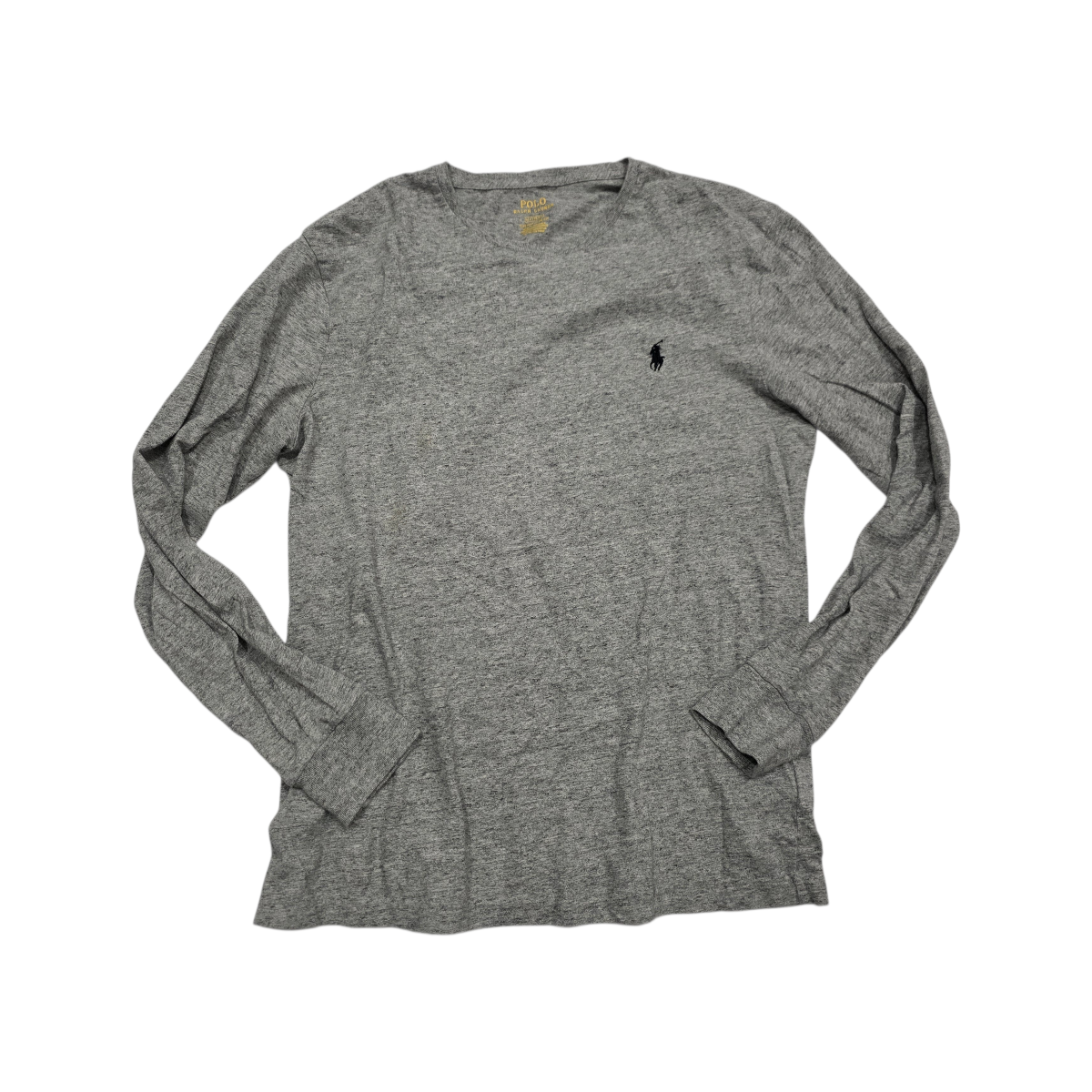 Playera Manga Larga Ralph Lauren Mediana Custom Fit Gris