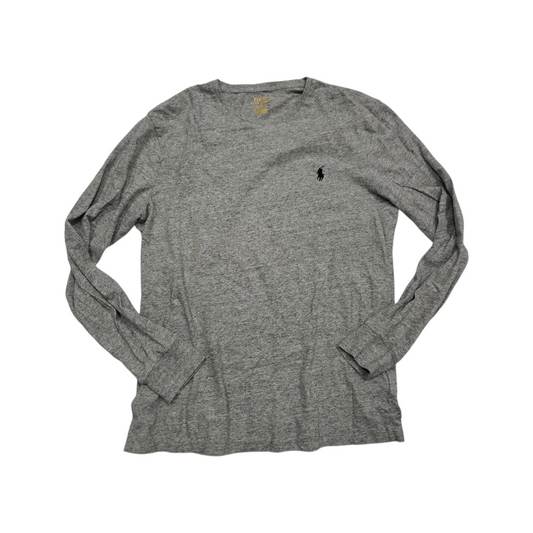 Playera Manga Larga Ralph Lauren Mediana Custom Fit Gris