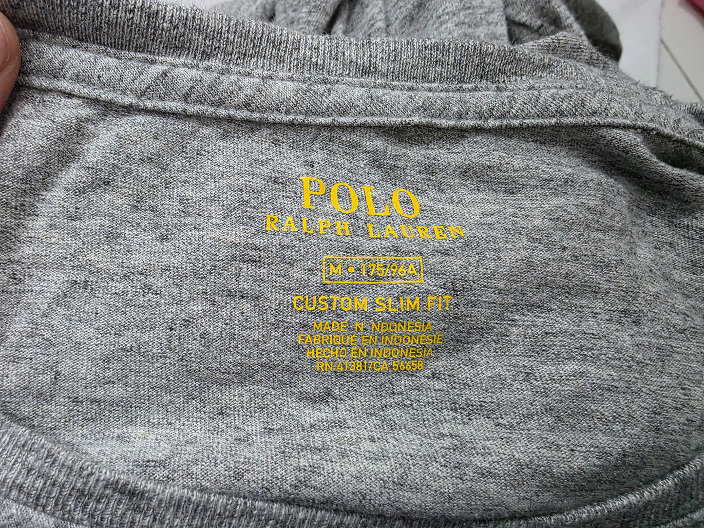 Playera Manga Larga Ralph Lauren Mediana Custom Fit Gris