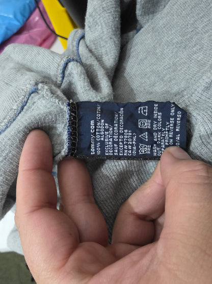 Sueter Tommy Hilfiger Grande L Gris Lineas Azules