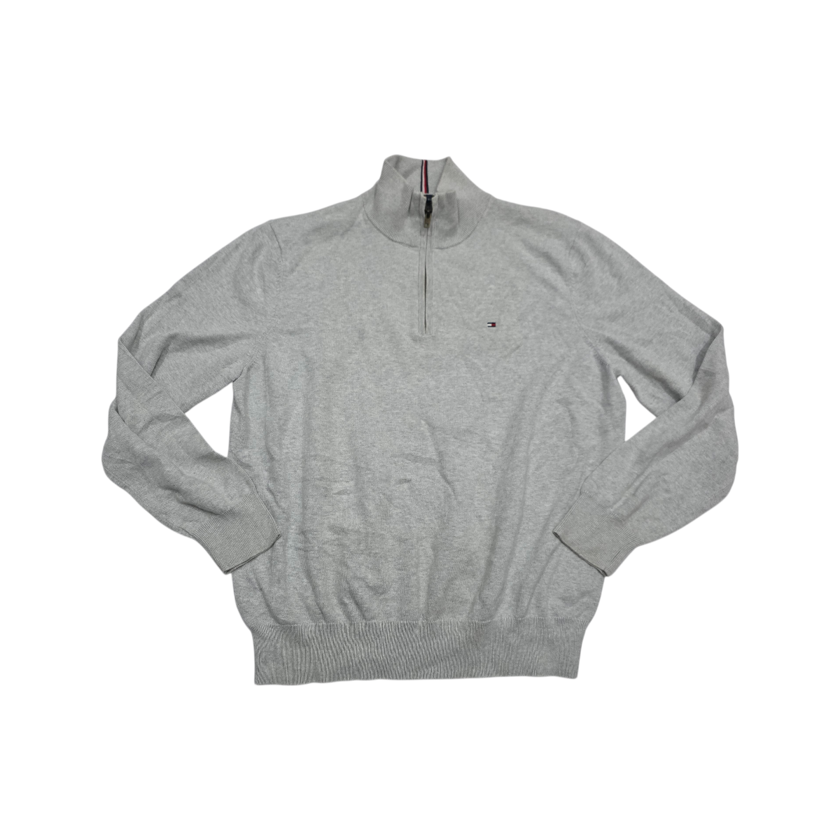 Sueter Tommy Hilfiger Xgrande Xl Gris Cierre Corto