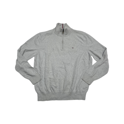Sueter Tommy Hilfiger Xgrande Xl Gris Cierre Corto