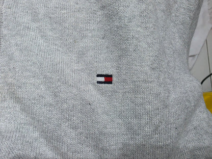 Sueter Tommy Hilfiger Xgrande Xl Gris Cierre Corto