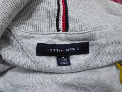 Sueter Tommy Hilfiger Xgrande Xl Gris Cierre Corto