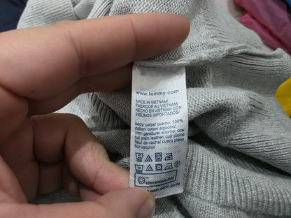 Sueter Tommy Hilfiger Xgrande Xl Gris Cierre Corto
