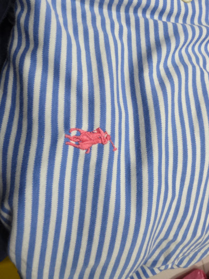 Playera Polo Ralph Lauren 2xl Algodon Pima Lineas Azul Claro
