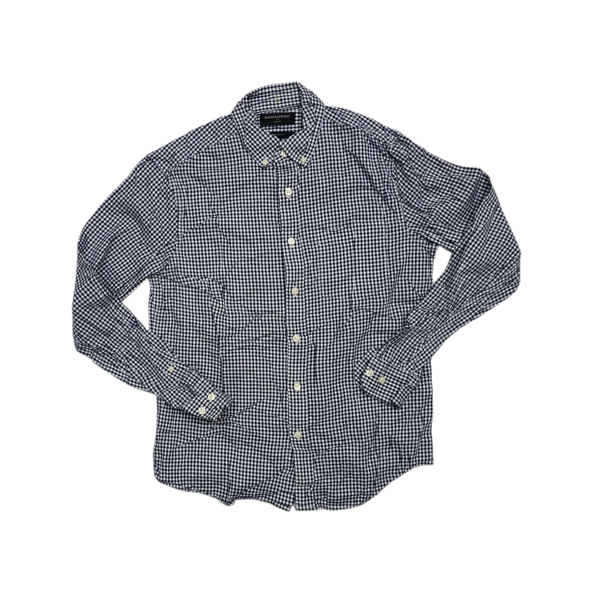 Camisa Banana Republic Oxford Untucked Cuadro Azul Chico S