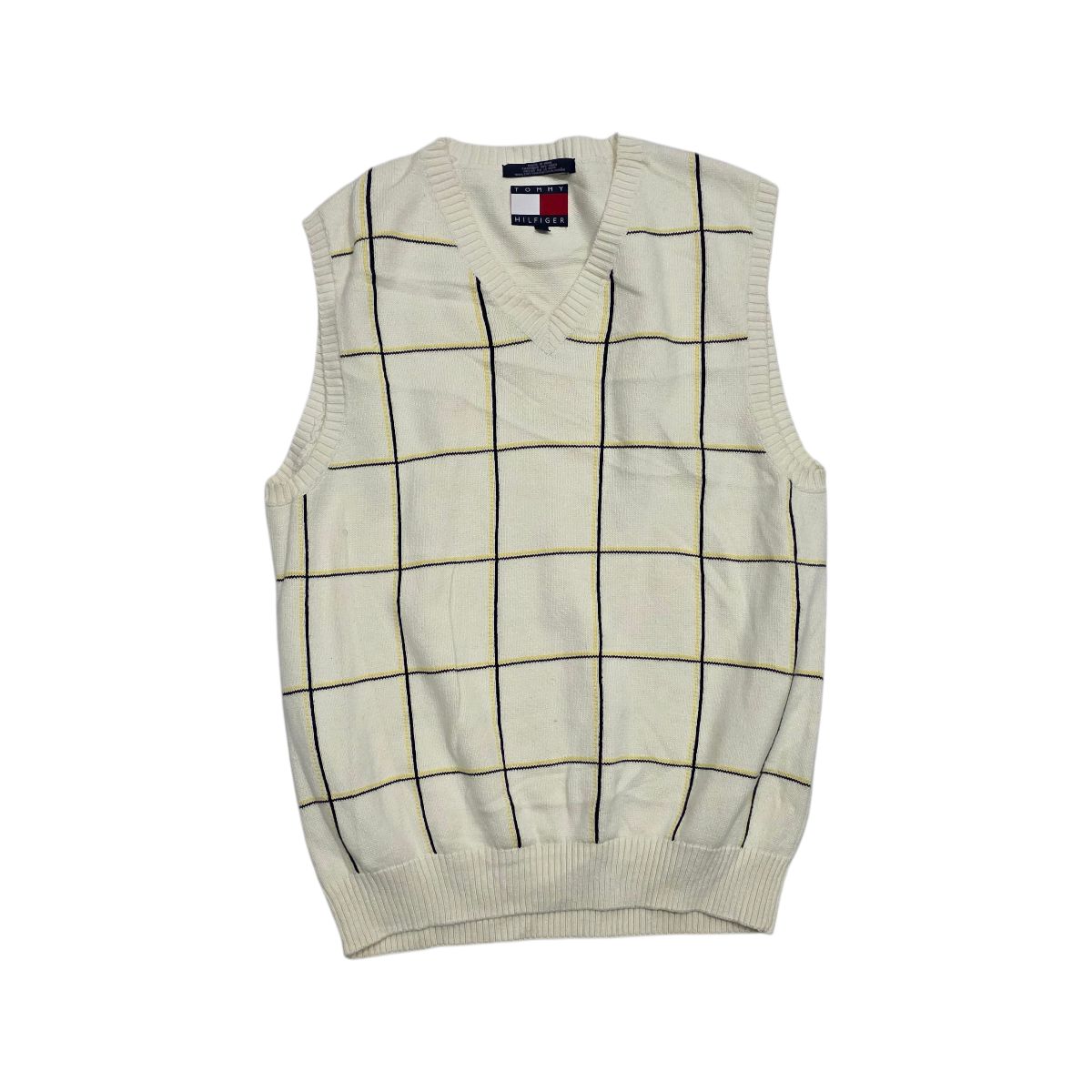 Chaleco Tommy Hilfiger Mediana M Beige Cuadro Vintage