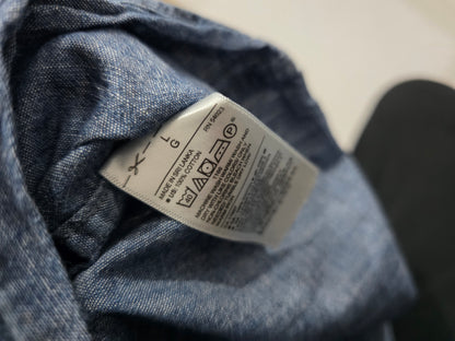 Camisa Manga Corta Banana Republic Grande L Slimfit Azul