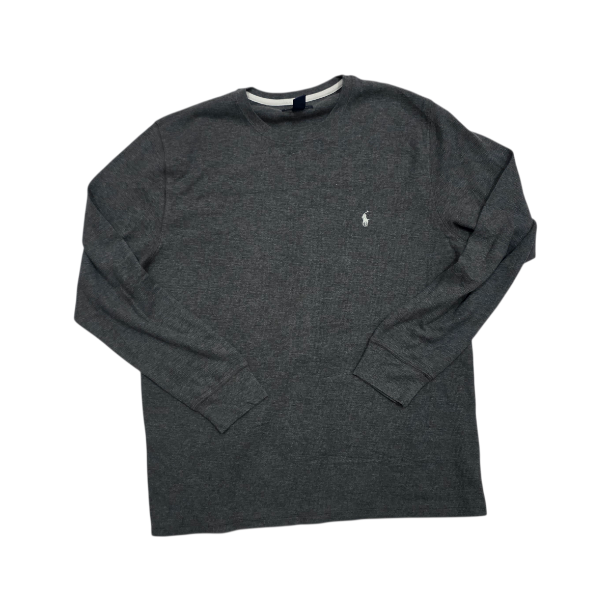 Playera Manga Larga Ralph Lauren Xgrande Xl Gris Pony Blanco