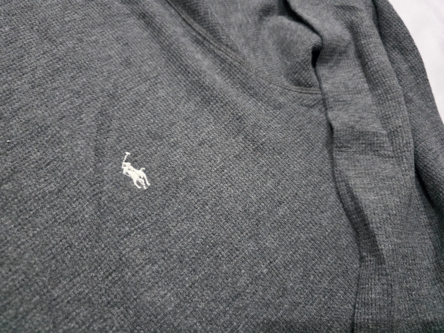 Playera Manga Larga Ralph Lauren Xgrande Xl Gris Pony Blanco