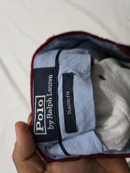 Pantalon Ralph Lauren 34x32 Classic Fit Pana Vino