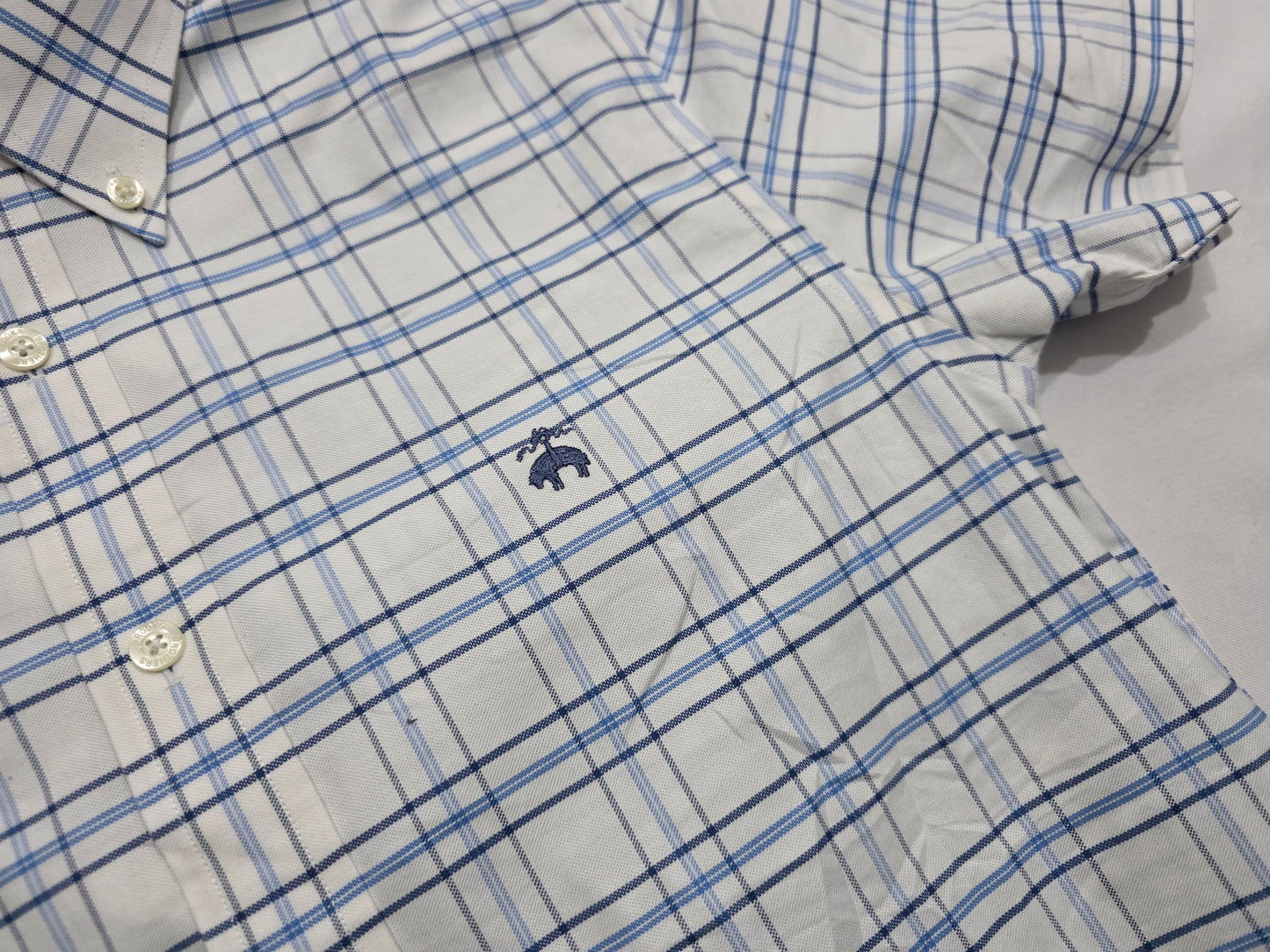 Camisa Manga Corta Brooks Brothers Xchico Xs Blanca Cuadros