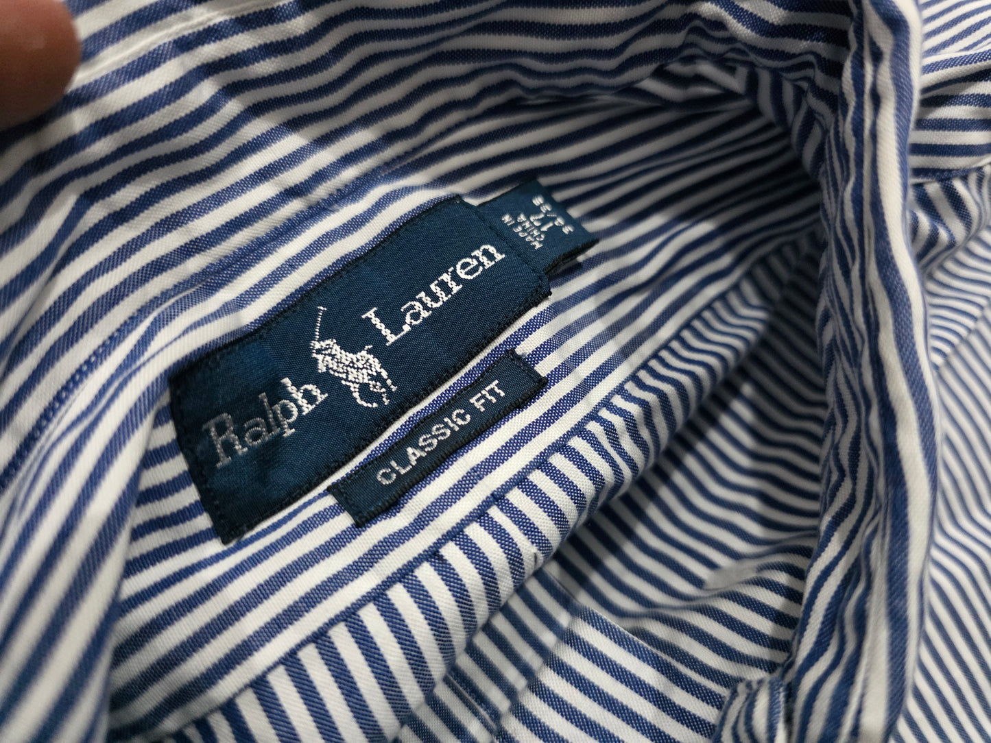 Camisa Ralph Lauren Xgrande 17 1/2 Classic Fit Azul Lineas