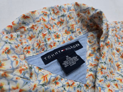 Camisa Manga Corta Tommy Hilfiger Xgrande Xl Flores Naranja
