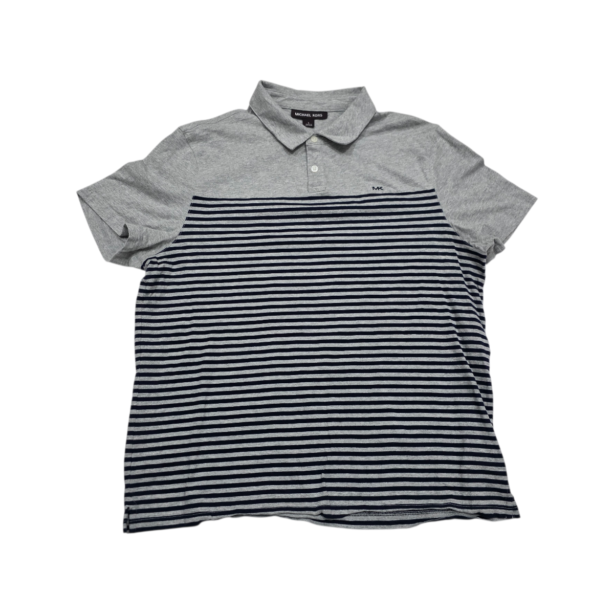 Playera Polo Michael Kors Grande L Gris Lineas Negras