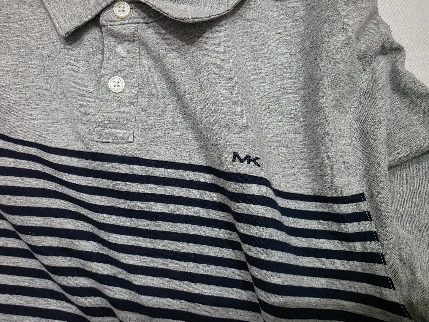 Playera Polo Michael Kors Grande L Gris Lineas Negras