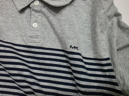 Playera Polo Michael Kors Grande L Gris Lineas Negras