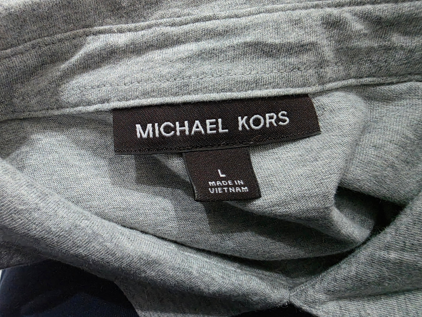 Playera Polo Michael Kors Grande L Gris Lineas Negras