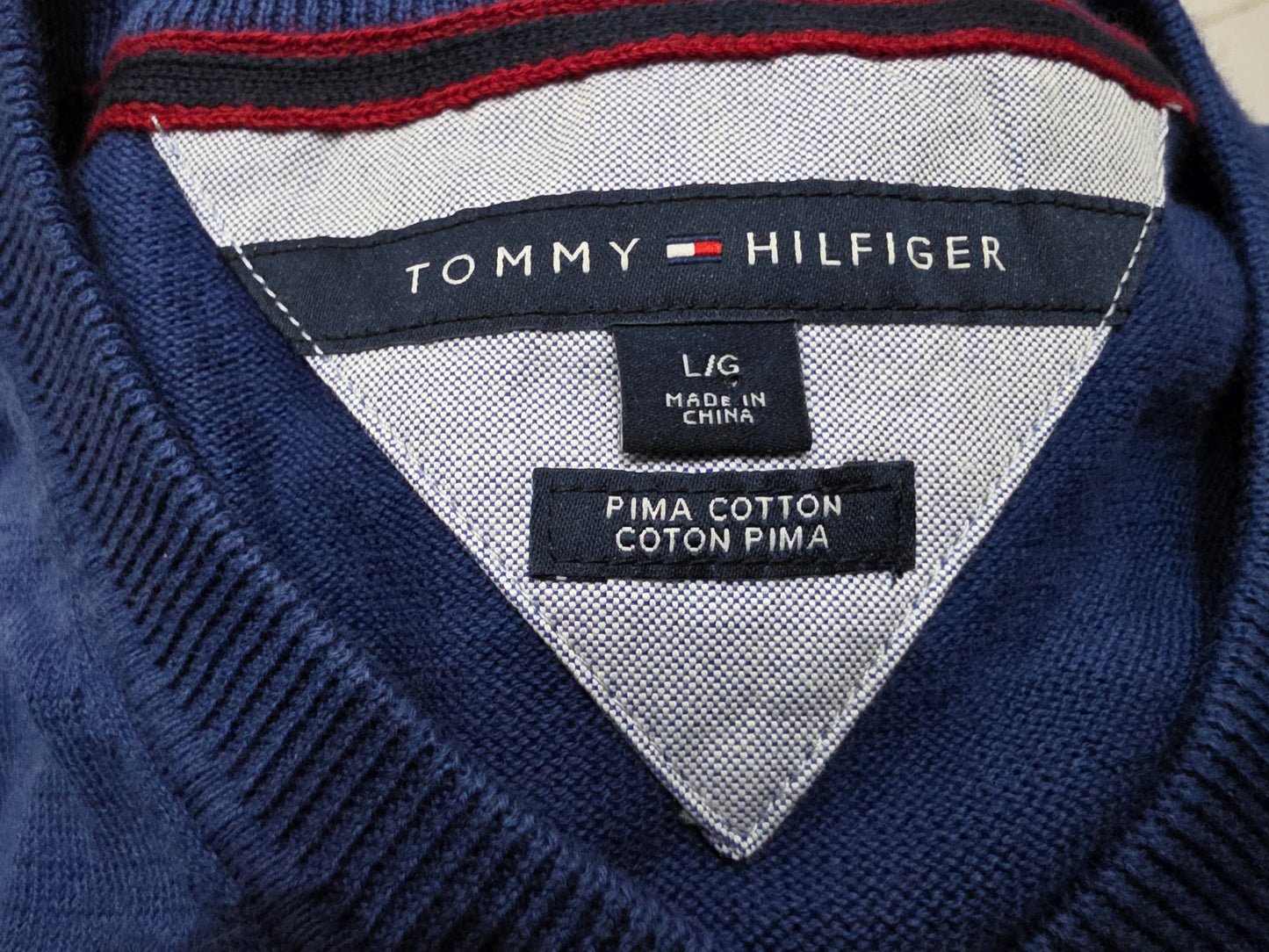 Sueter Tommy Hilfiger Grande L Azul Algodon Pima