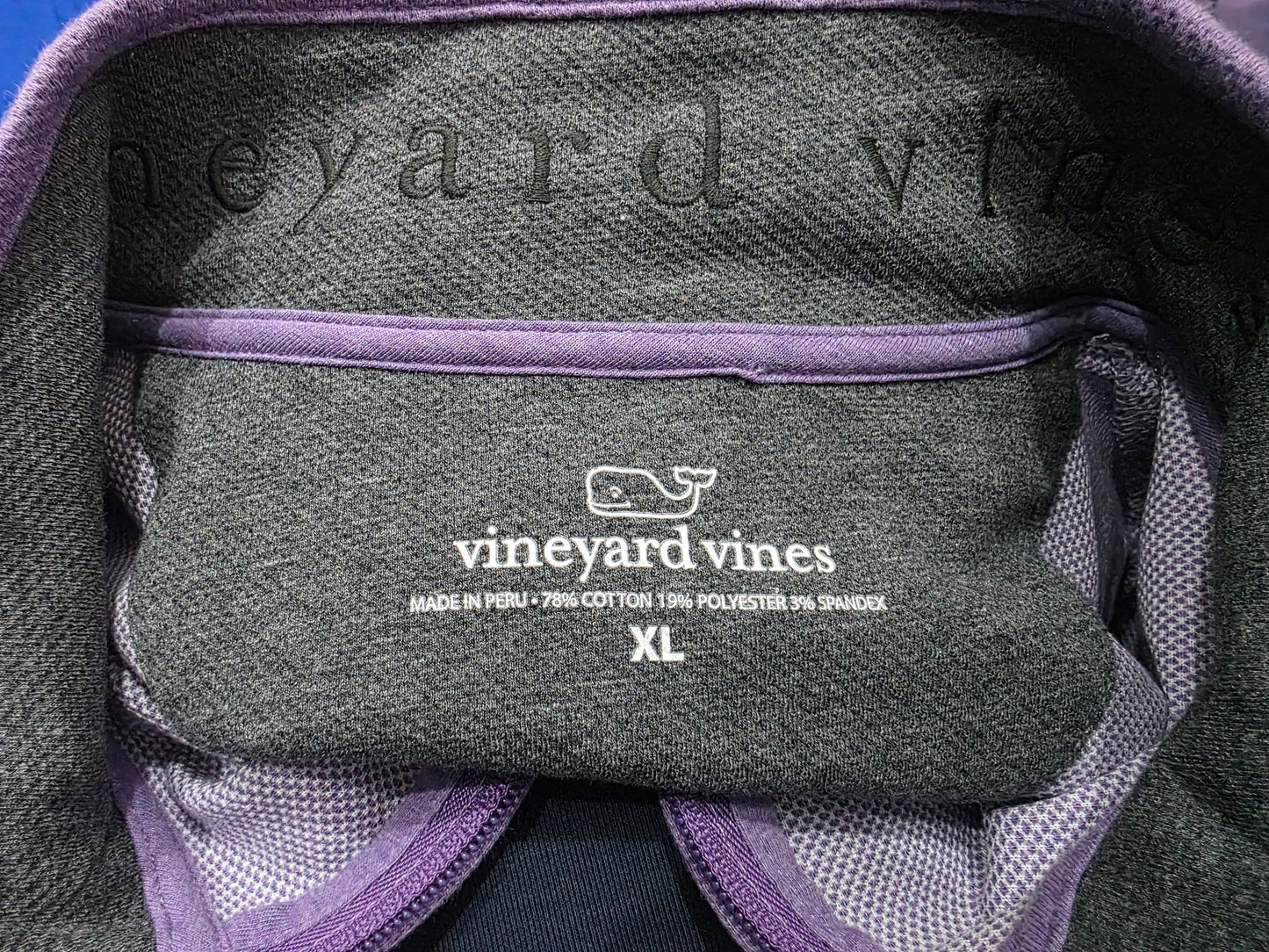 Sudadera Vineyard Vines Xgrande Xl Morado Cierre Corto