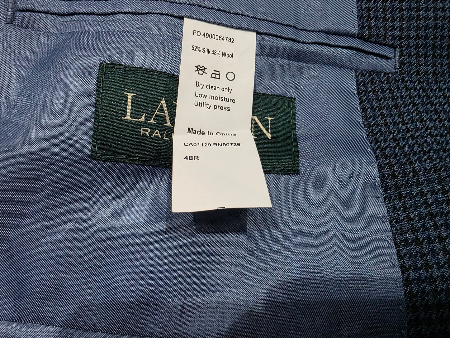 Saco Ralph Lauren 48r Azul Cuadro Azul