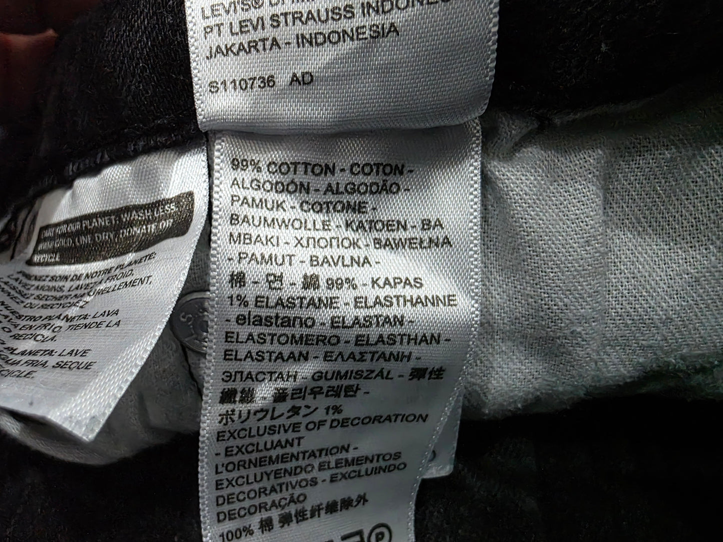 Pantalon 541 31x30 Recto Negro Deslavado