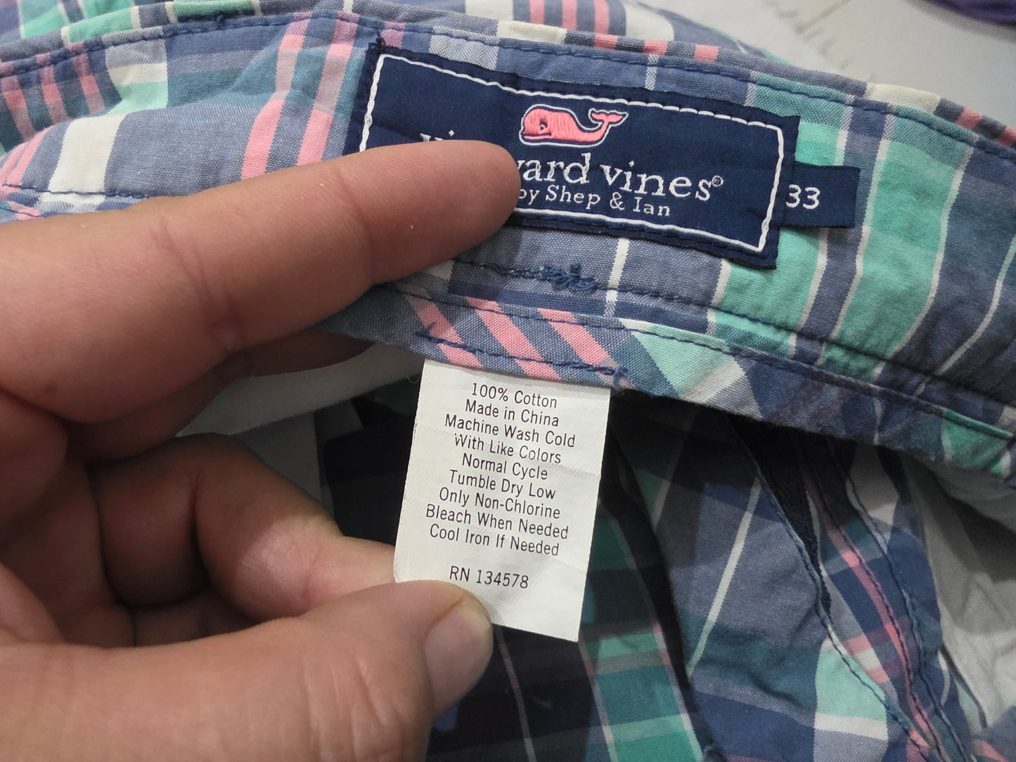 Bermuda Vineyad Vines Talla 33 Cuadro Azul