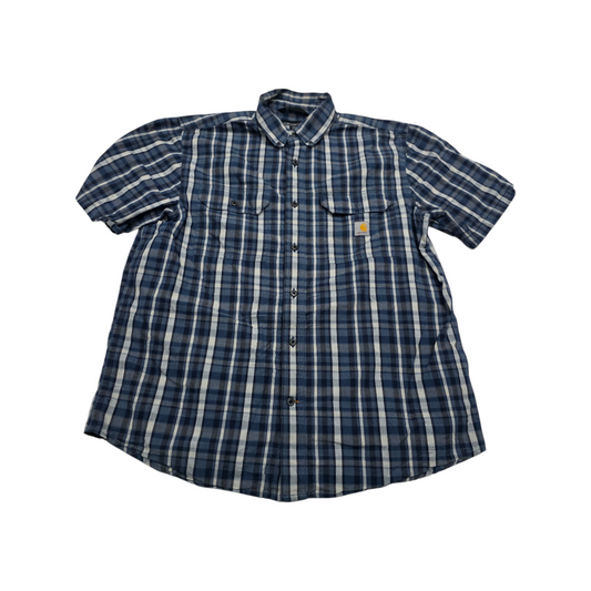 Camisa Carhatt Grande L Manga Corta Loose Fit Azul Cuadro