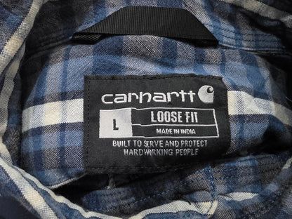 Camisa Carhatt Grande L Manga Corta Loose Fit Azul Cuadro