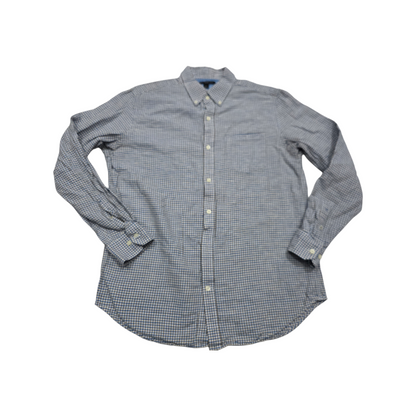 Camisa Banana Republic Grande L Slimfit Cuadro Blanco