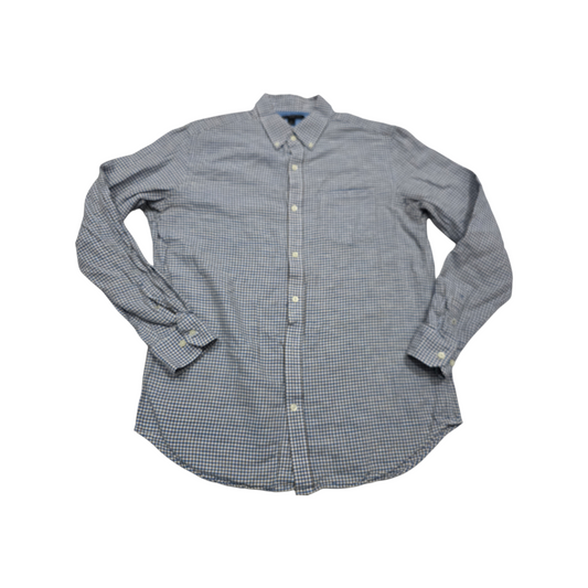 Camisa Banana Republic Grande L Slimfit Cuadro Blanco