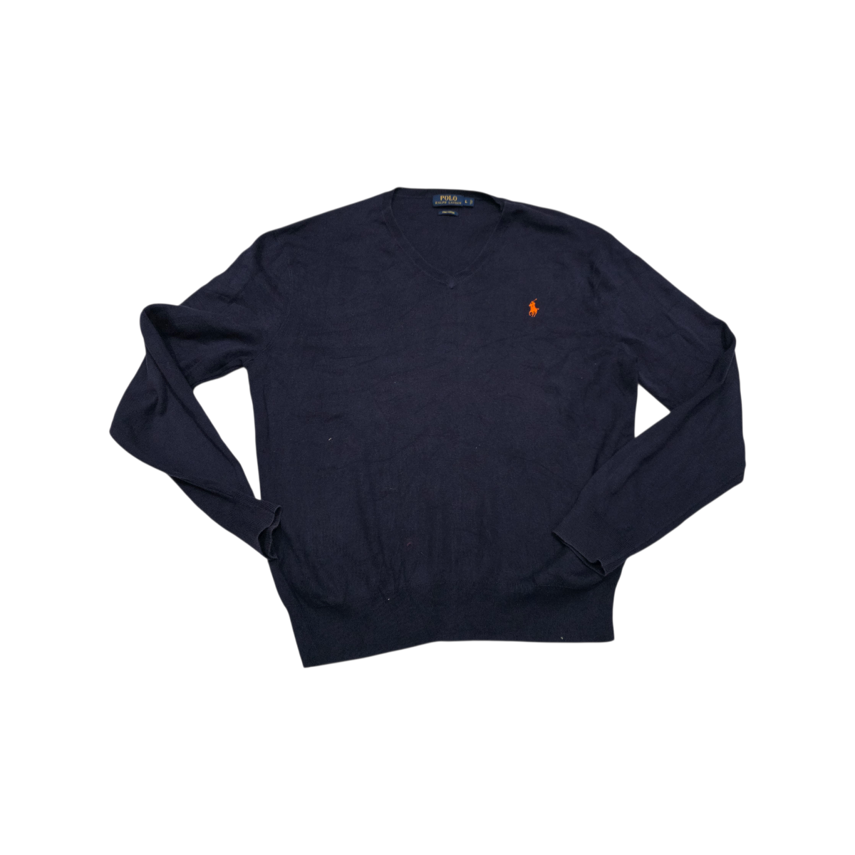 Sueter Ralph Lauren Grande L Azul Deslavado Pony Naranja
