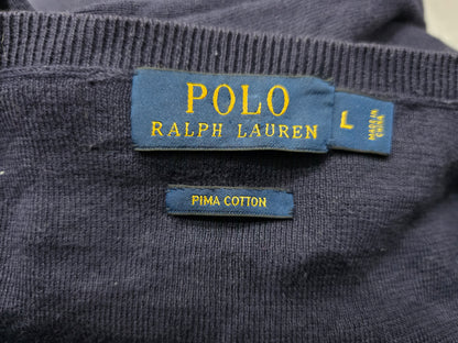 Sueter Ralph Lauren Grande L Azul Deslavado Pony Naranja