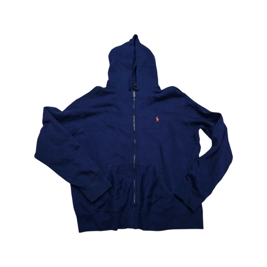 Sudadera Ralph Lauren Grande L Azul Pony Naranja Cierre