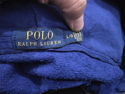 Sudadera Ralph Lauren Grande L Azul Pony Naranja Cierre