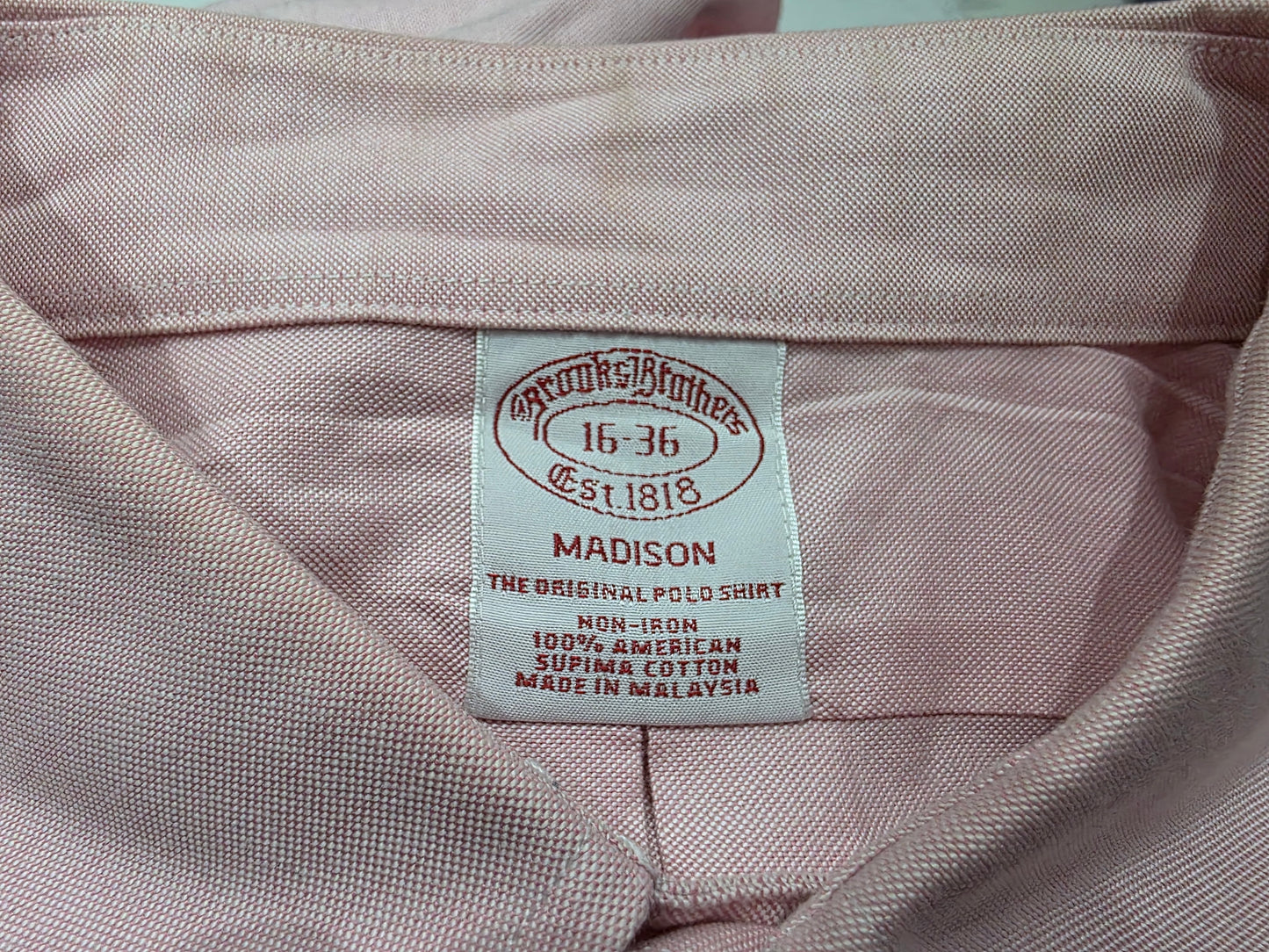 Camisa Brooks Brothers Grande 16-36 Madison Rosa