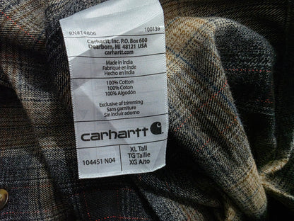 Camisa Carhartt Xgrande Xl Tall Cuadro Cafe Y Negro