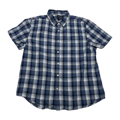 Camisa Manga Corta Nautica Xgrande Xl Slimfit Azul Cuadro