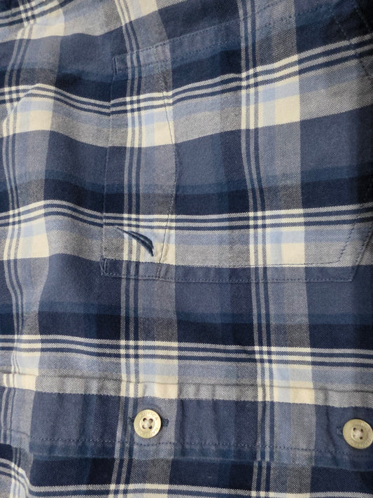 Camisa Manga Corta Nautica Xgrande Xl Slimfit Azul Cuadro
