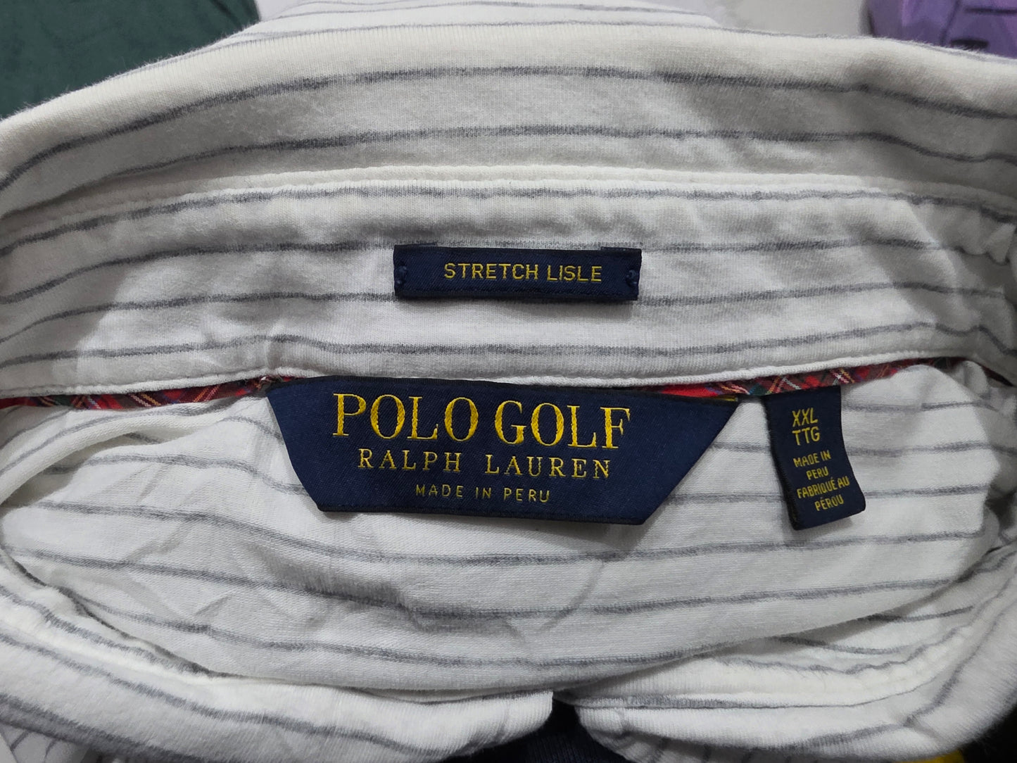 Playera Polo Golf Ralph Lauren Stretch 2xl Blanca Linea Gris