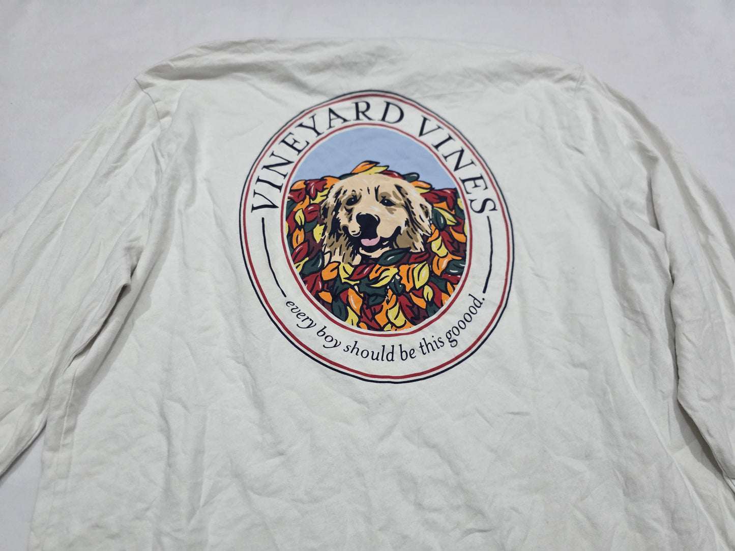 Playera manga larga Vineyard Vines Mediana M Blanca perrito